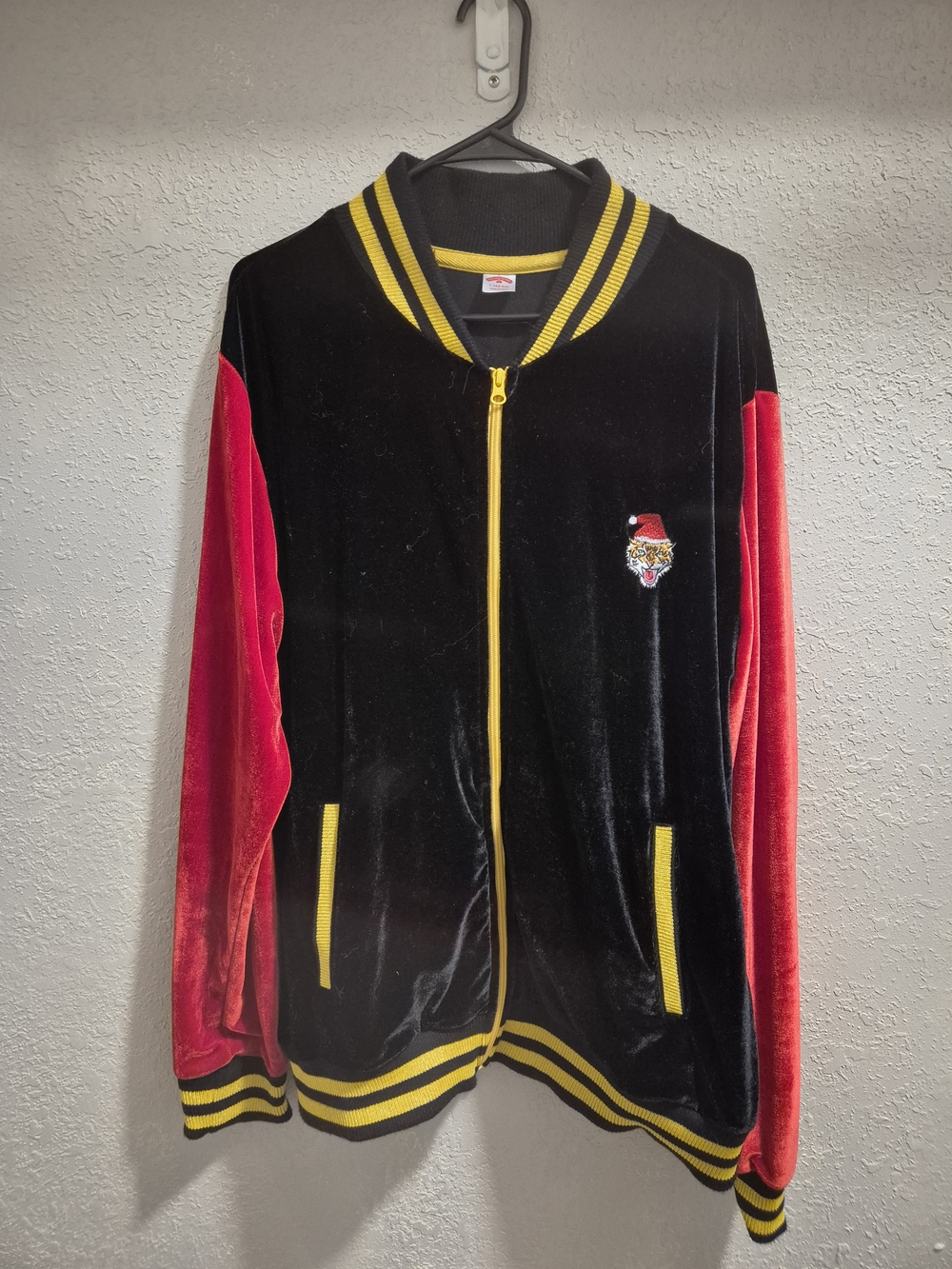 Holiday Time Santa Tiger Velour Track Jacket L